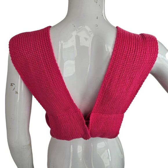 Strappy Knit Tie Up Crop Top Womens OS Versatile Wrap Crop Sweater Vest Pink - Picture 2 of 11